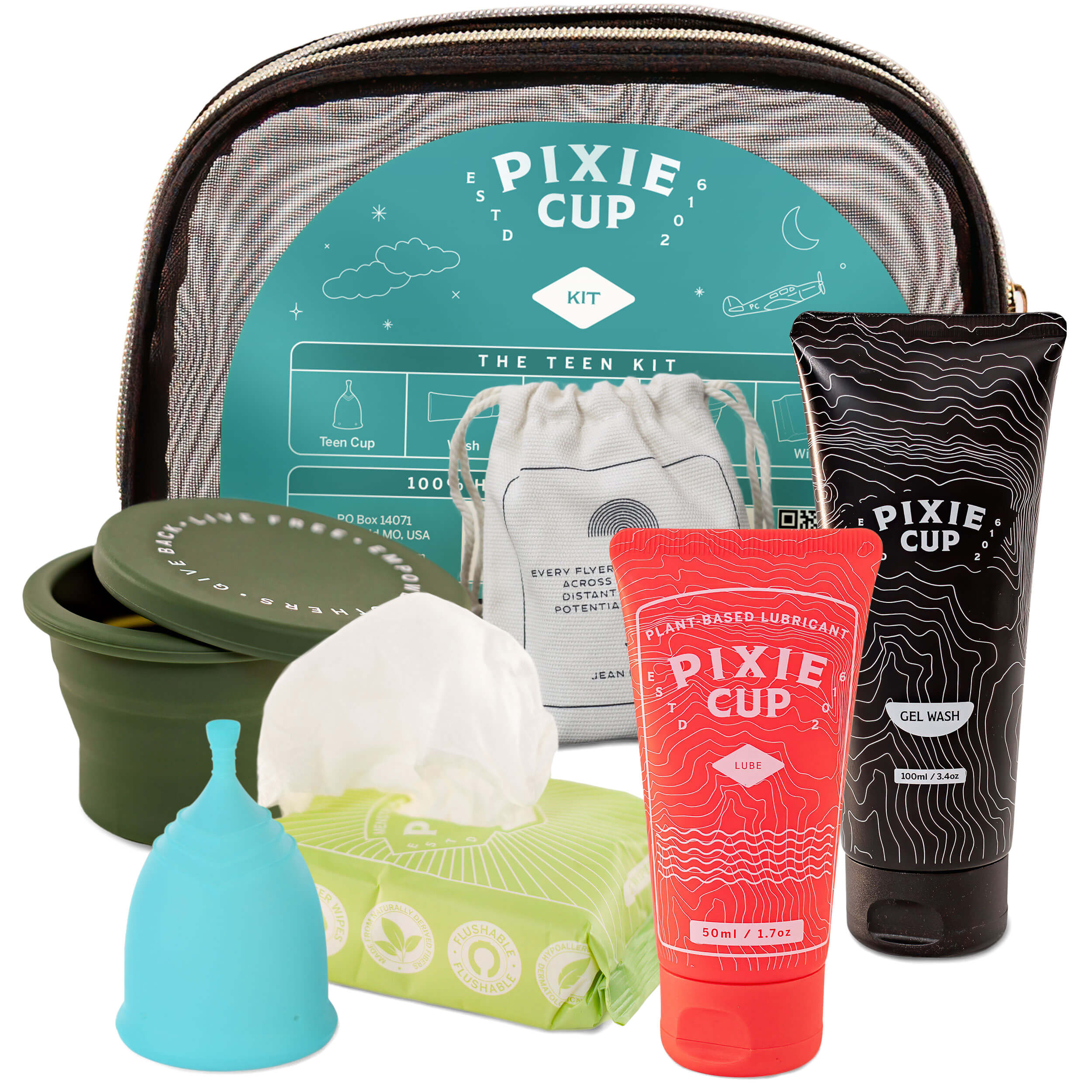 Pixie Cup's Teen Kit - Menstrual Cup Kit for cup care on the go